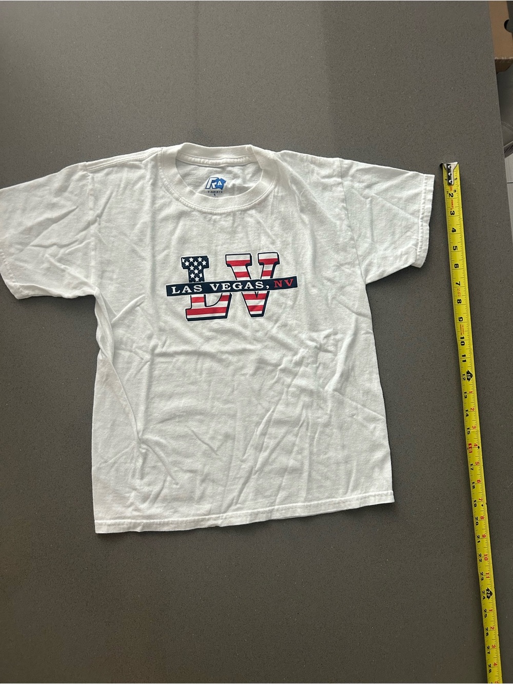Las Vegas White Kids T-Shirt with Flag 'LV' Graphic size S…